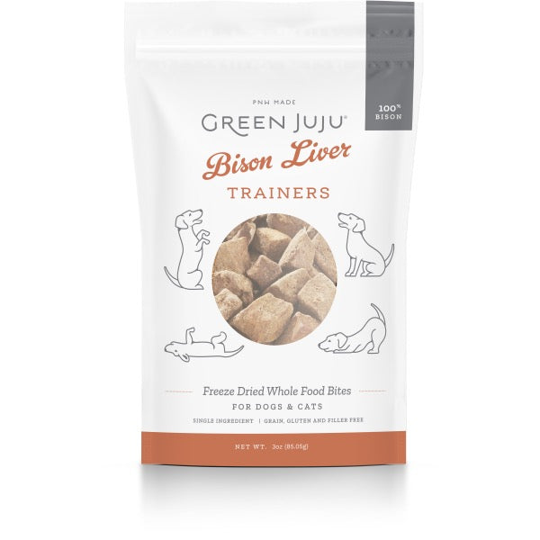 Green Juju Dog/Cat Freeze Dried Trainers Bison Liver 3 oz
