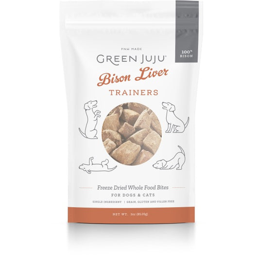 Green Juju Dog/Cat Freeze Dried Trainers Bison Liver 3 oz