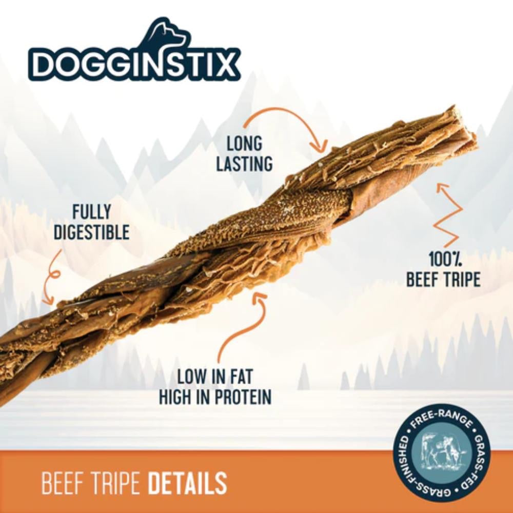 DOGGINSTIX Braided Beef Tripe 6"