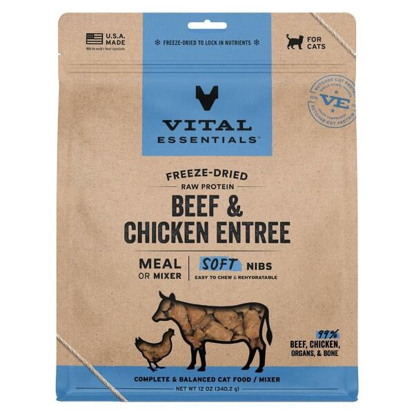 Vital essentials FD Raw Beef Chicken Entree & Mixer SoftNibs 12OZ | Cat