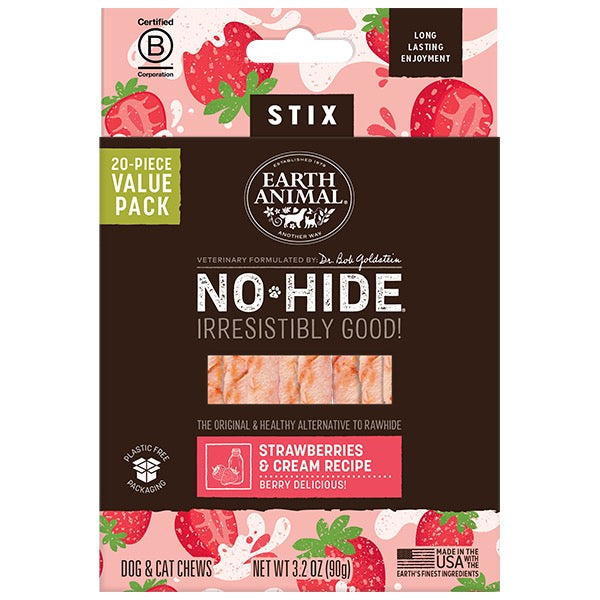 Earth Animal Dog/Cat Stix Strawberries & Cream 20pk