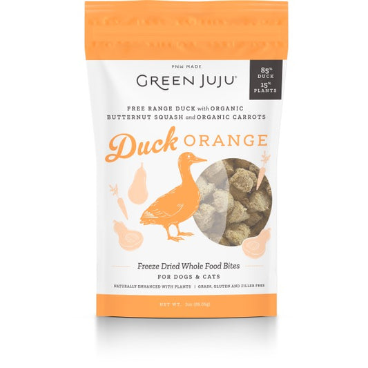 Green Juju Dog/Cat FD Whole Food Bites Duck Orange 3 oz