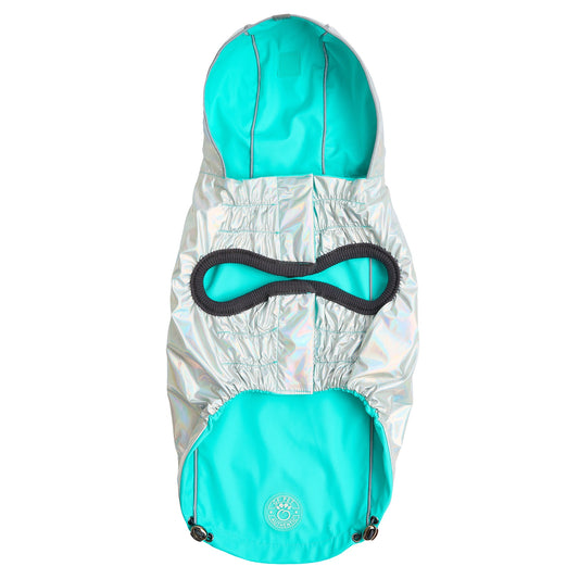 GF PET Reversible Raincoat - NEON AQUA WITH IRIDESCENT