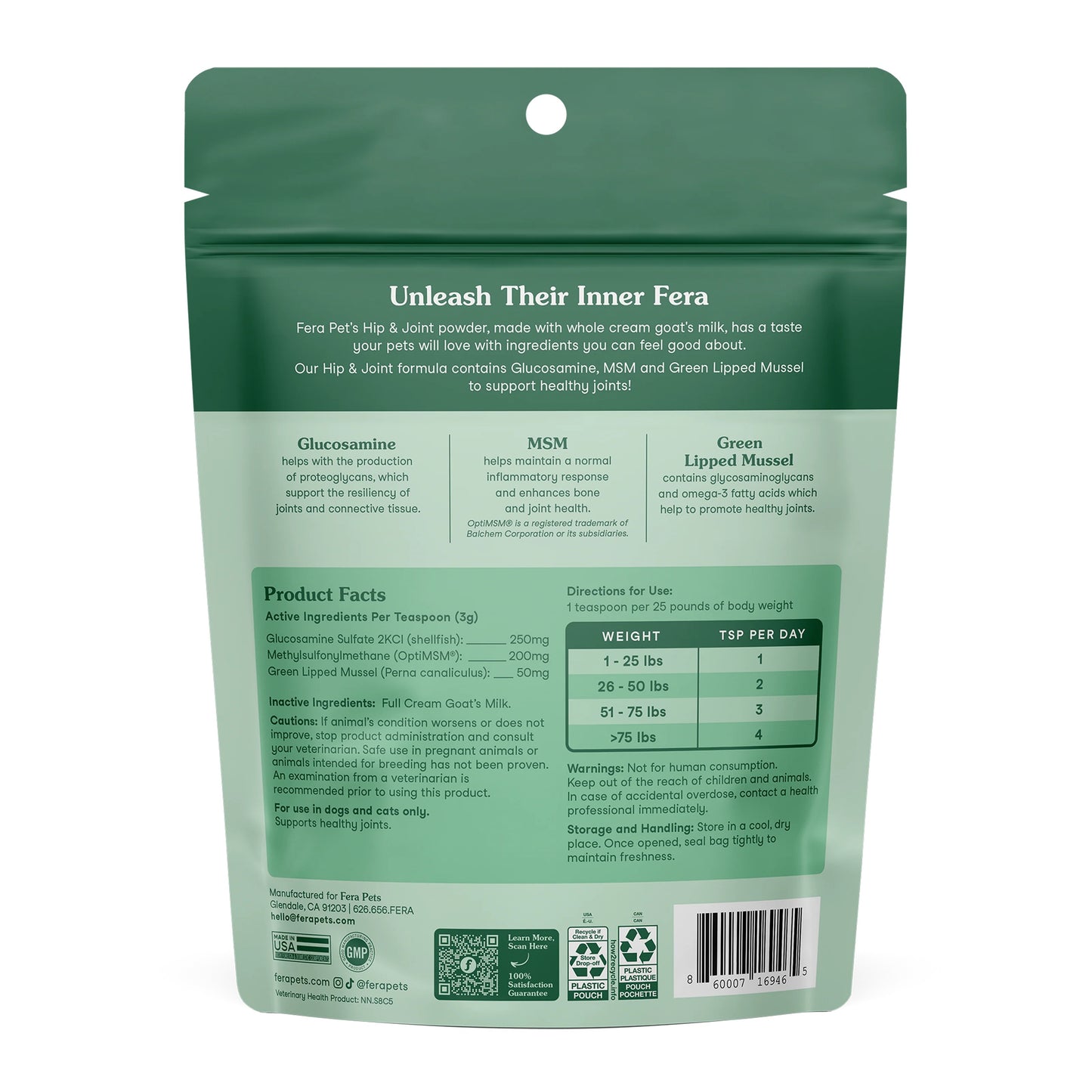 Fera Pets – Hip + Joint Goat Milk - For Cats + Dogs - 180g