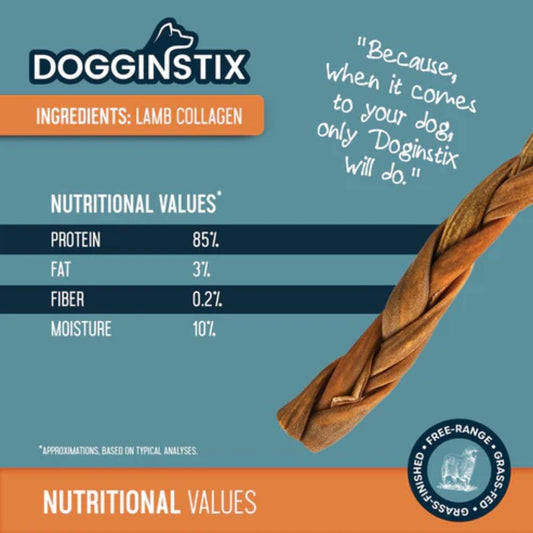 DOGGINSTIX Braided Lamb Collagen 12"