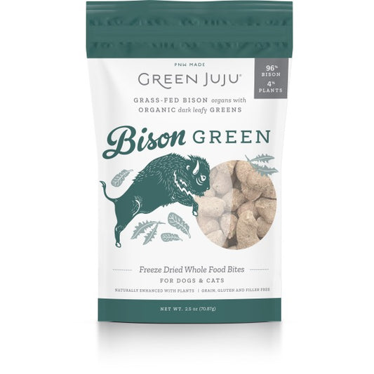 Green Juju Dog/Cat FD Whole Food Bites Bison Green 2.5 oz