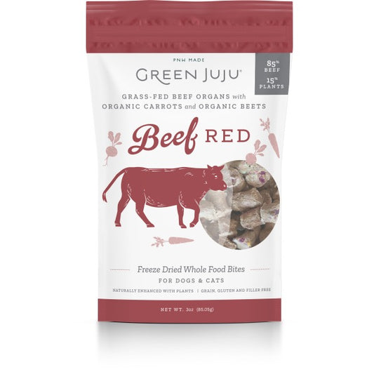 Green Juju Dog/Cat FD Whole Food Bites Beef Red 3 oz