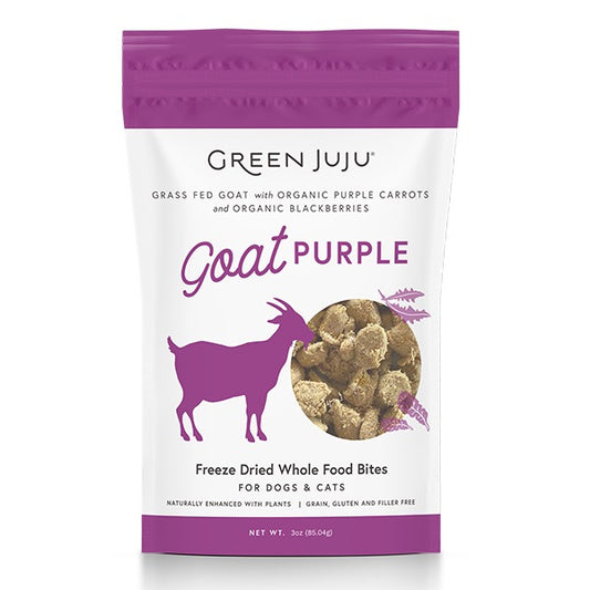 Green Juju Dog/Cat FD Whole Food Bites Goat Purple 3 oz