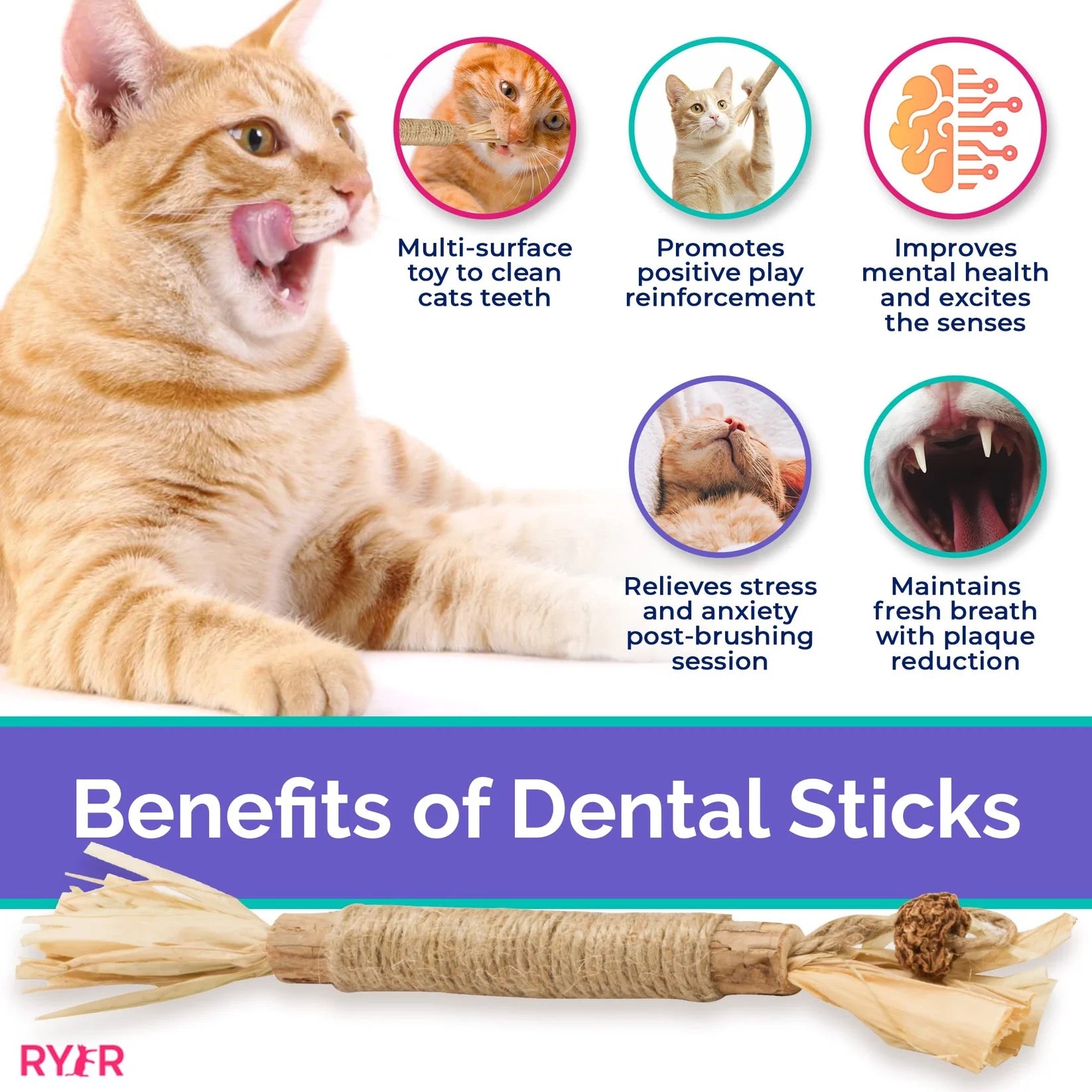 RYERCAT Silvervine Cat Dental Sticks