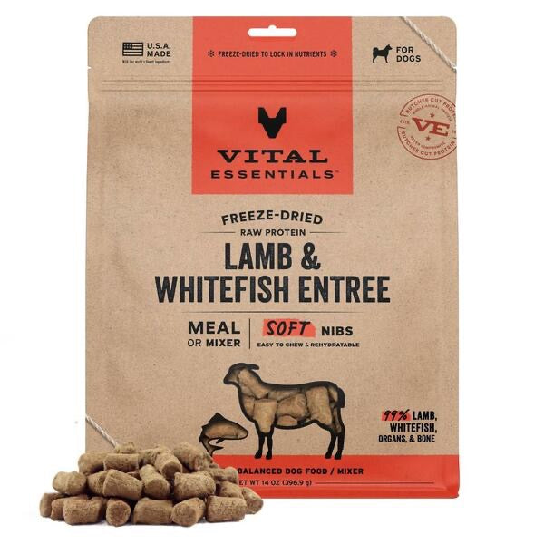 Vital essentials FD Raw Lamb&Whitefish Entree&Mixer SoftNibs 14OZ | Dog