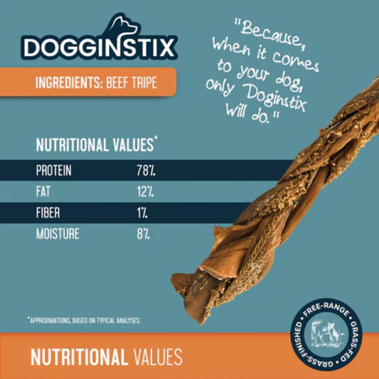 DOGGINSTIX Braided Beef Tripe 12"