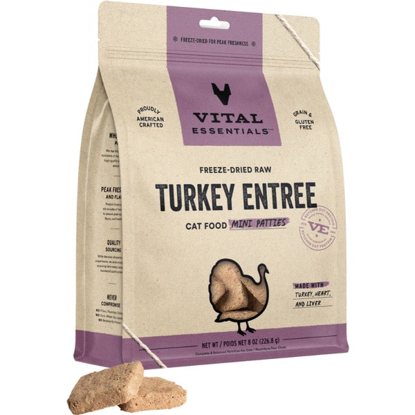 Vital essentials FD Raw Turkey Mini Patties 8OZ | Cat