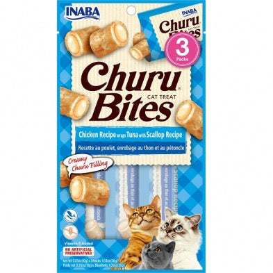 INABA Churu Bites CAT Chicken Wrap Tuna/Scallop 3pk