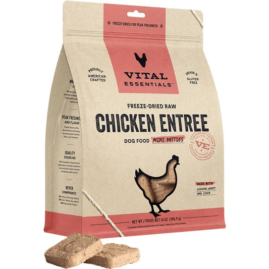 Vital essentials FD Raw Chicken Entree Mini Patties 14OZ | Dog