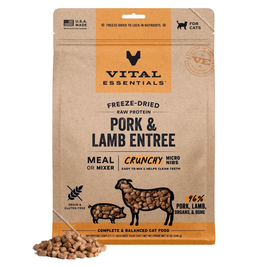 Vital Essentials Pork & Lamb Entree Micro Nibs 12OZ | Cat