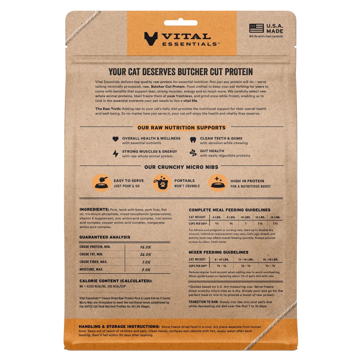 Vital Essentials Pork & Lamb Entree Micro Nibs 12OZ | Cat