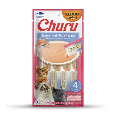 INABA Cat Churu Puree Salmon with Tuna Recipe 4pk