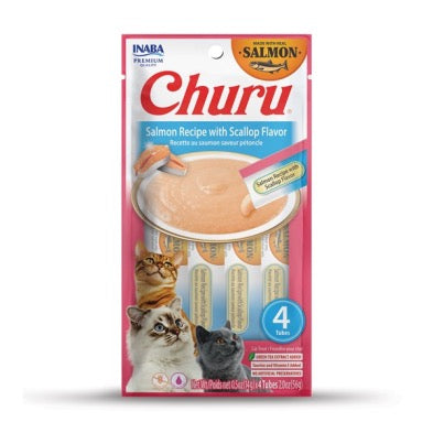 INABA Cat Churu Puree Salmon with Scallop Flavor 4pk