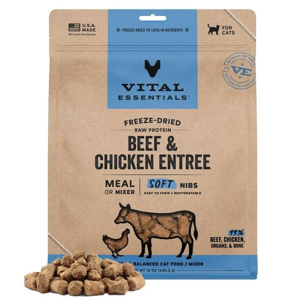 Vital essentials FD Raw Beef Chicken Entree & Mixer SoftNibs 12OZ | Cat