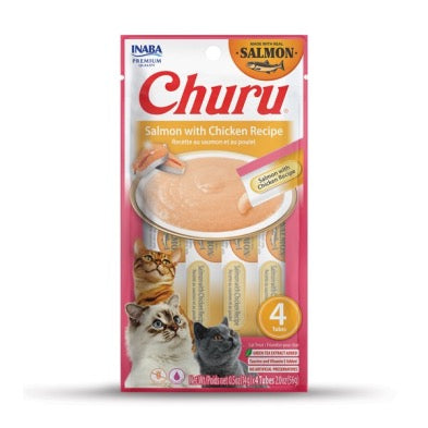 INABA Cat Churu Puree Salmon with Chicken Recipe 4pk