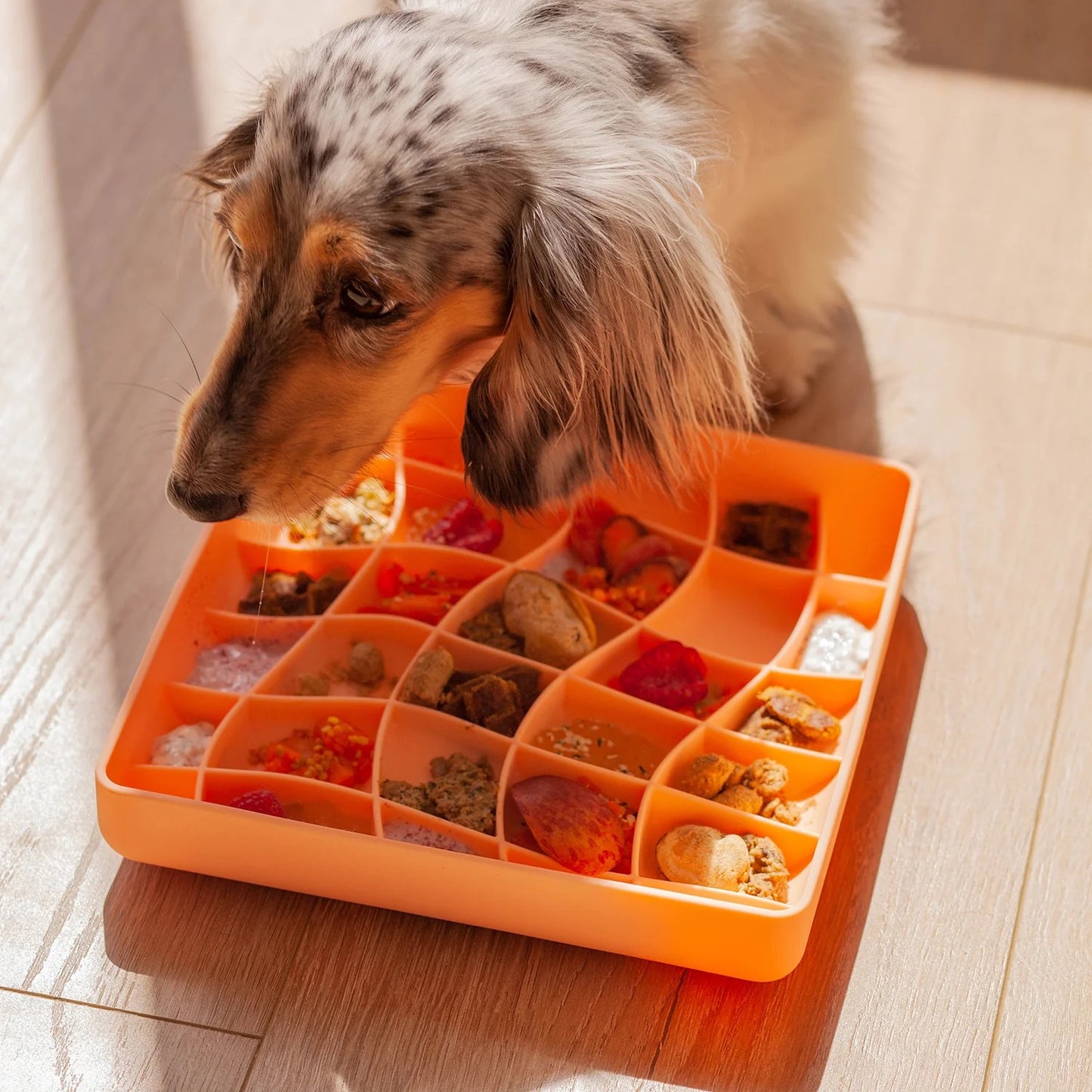 OLLIE B. GOOD wavies slow feeder bowl | salmon
