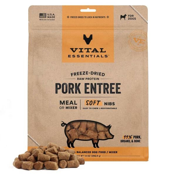 Vital essentials FD Raw Pork Entree&Mixer SoftNibs 14OZ | Dog