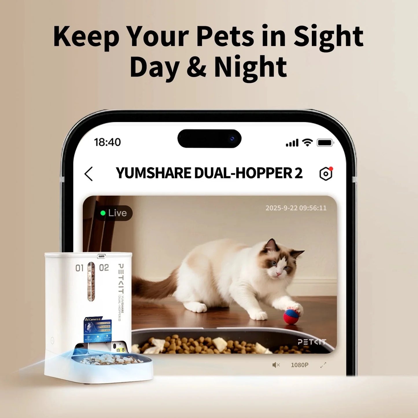 PETKIT YumShare Dual-hopper 2 Automatic Feeder with Camera