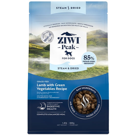 ZIWI Peak Dog Steam-Dried Lamb w/Green Vegetables 1.8lb
