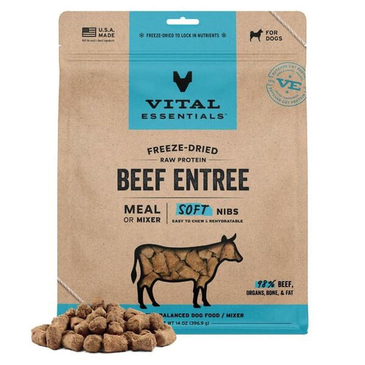 Vital essentials FD Raw Beef Entree&Mixer Soft Nibs 14OZ | Dog