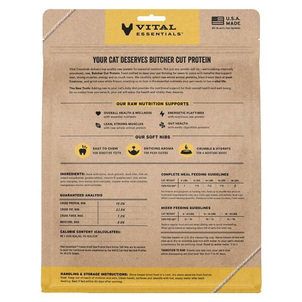 Vital essentials FD Raw Duck Entree & Mixer SoftNibs 12OZ | Cat