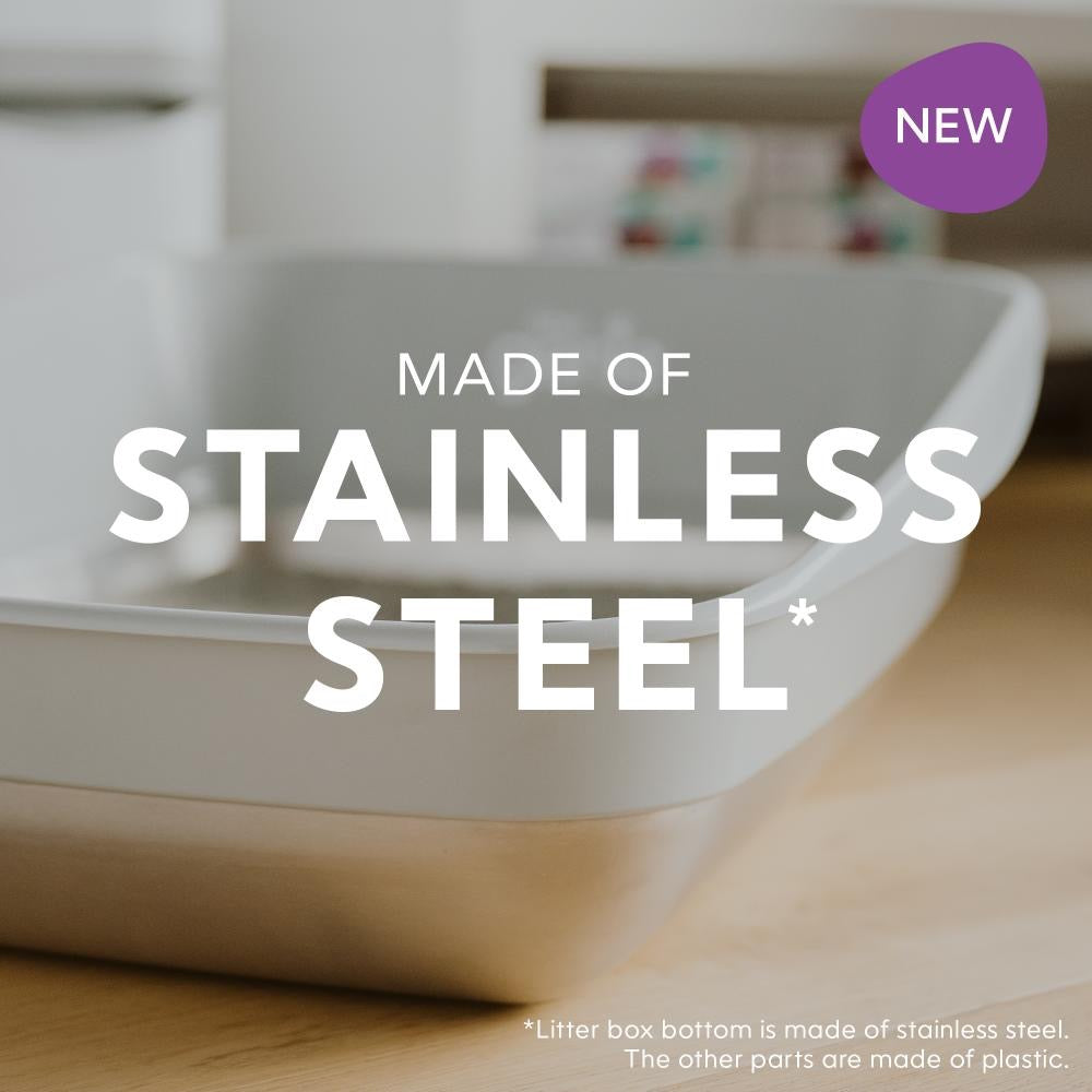 LITTER GENIE Platinum Cat Litter Stainless Steel Box - Grey