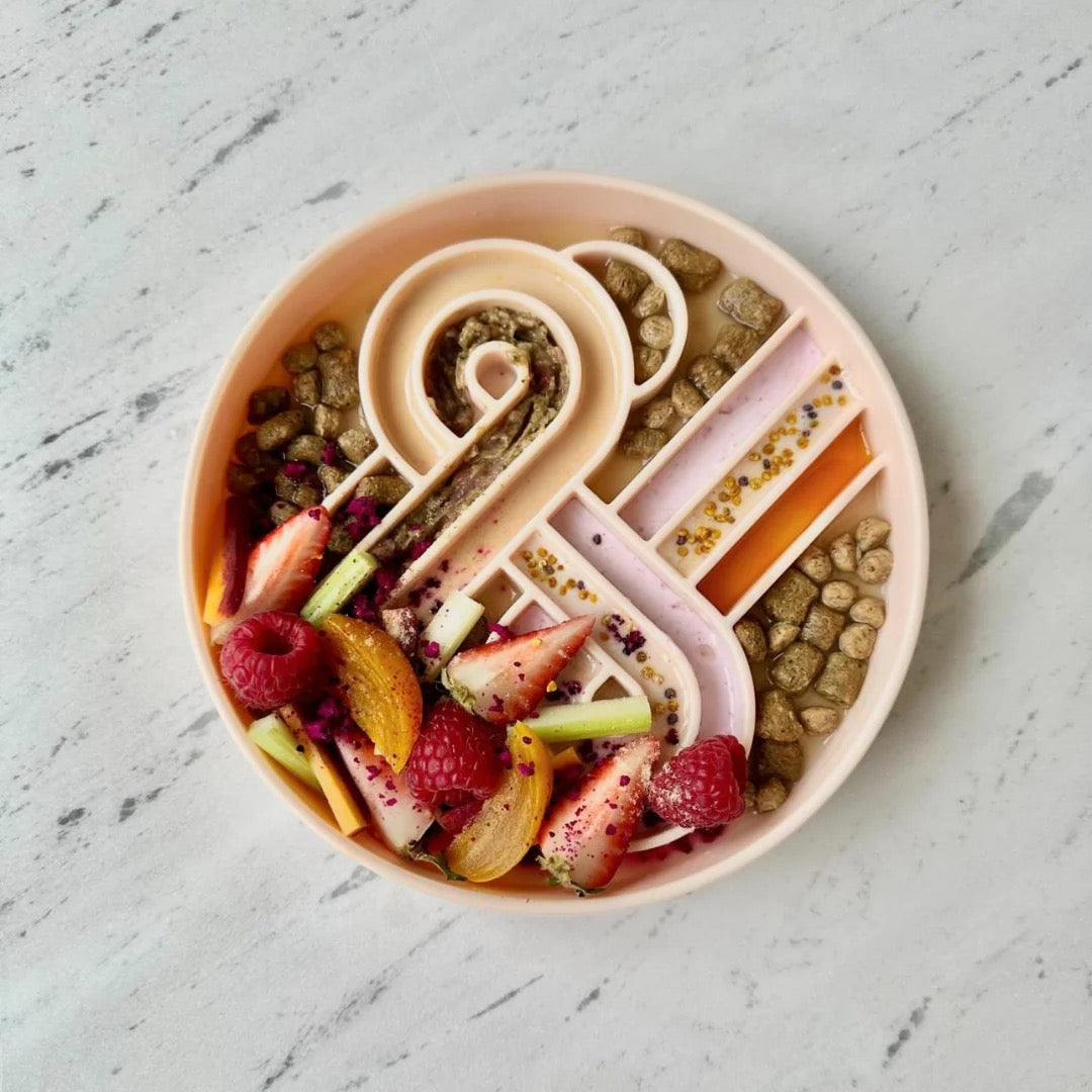 OLLIE B. GOOD zoomies slow feeder bowl | peach