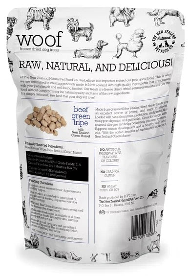 NZ Natural Pet Food Co - Freeze Dried - Treats - Woof - Beef - Green Tripe