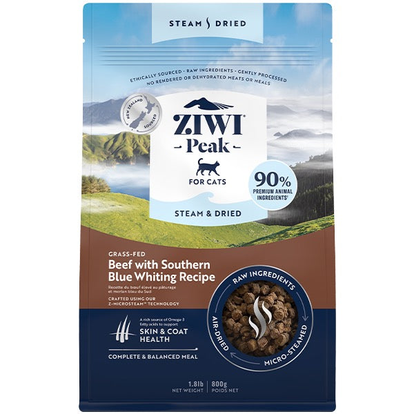 ZIWI Peak Cat Steam-Dried Beef with Southern Blue Whiting Recipe