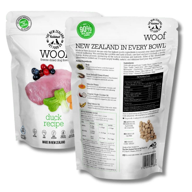 NZ Natural Pet Food Co - Freeze Dried - Food - Woof - Duck