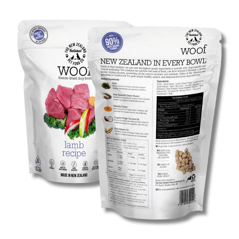 NZ Natural Pet Food Co - Freeze Dried - Food - Woof - Lamb