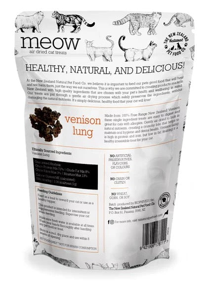 NZ Natural Pet Food Co - Air Dried - Treats - Meow - Venison Lung - 50g