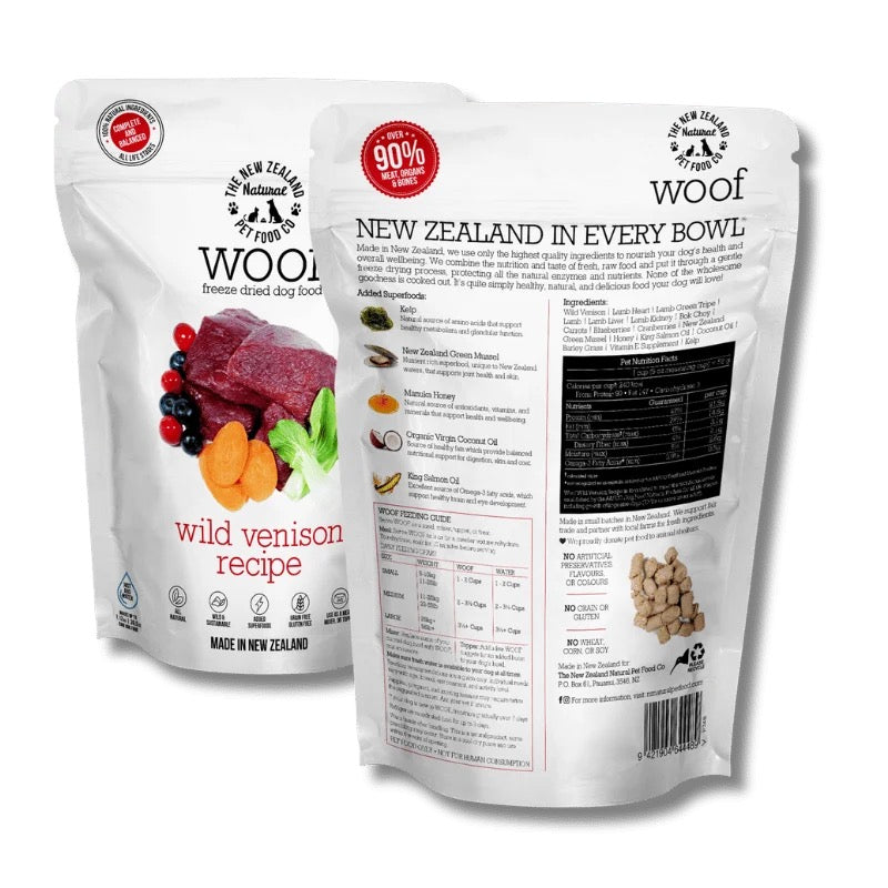 NZ Natural Pet Food Co - Freeze Dried - Food - Woof - Wild Venison
