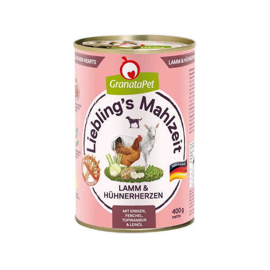 Liebling's Mahlzeit Dog Wet Food - Lamb & Chicken hearts 400g