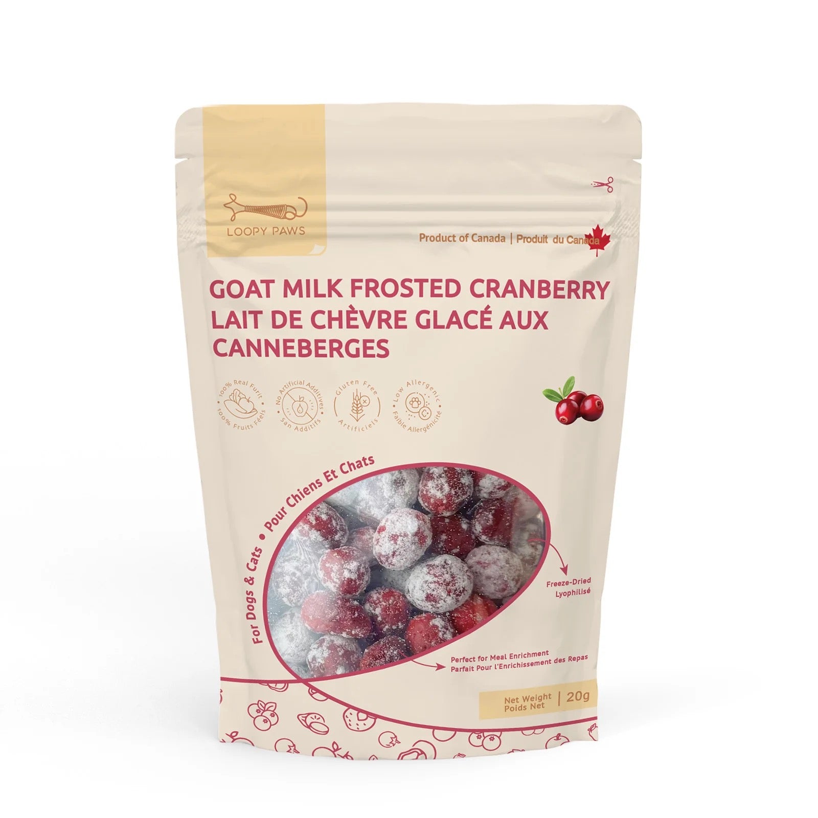 LOOPYPAWS Goat Milk Frosted Crispies-Cranberry