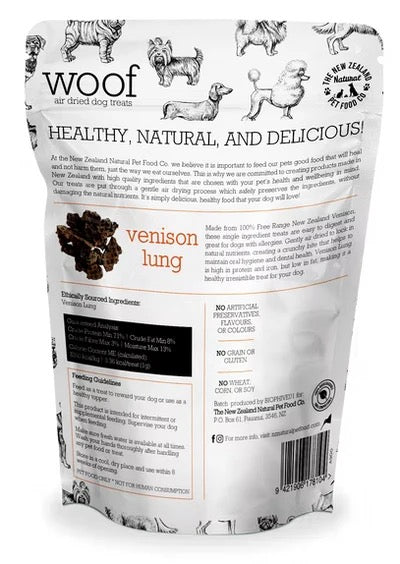 NZ Natural Pet Food Co - Air Dried - Treats - Woof - Venison Lung Treat 50g