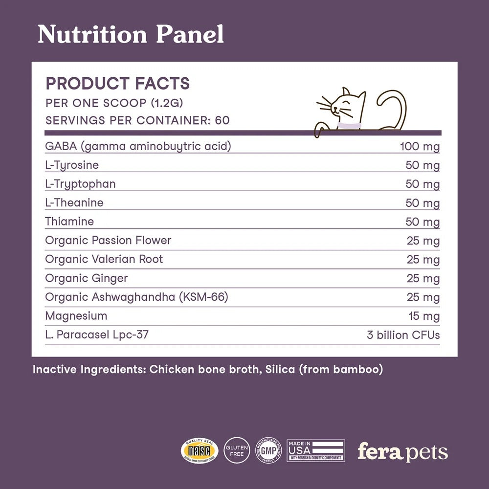Fera Pets – Calming Support for Dogs & Cats, Powder – 60 Servings