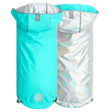 GF PET Reversible Raincoat - NEON AQUA WITH IRIDESCENT