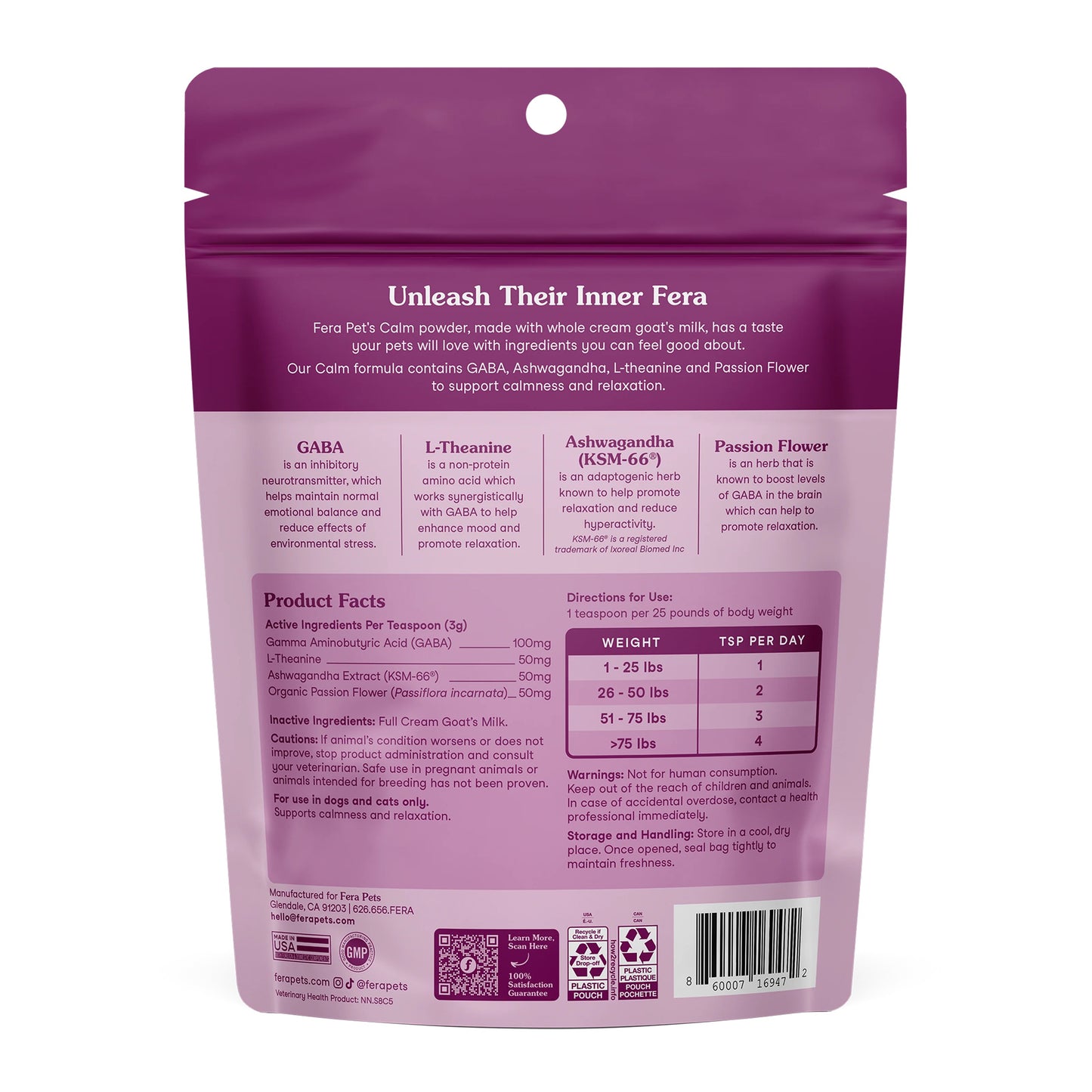Fera Pets – Calm Goat Milk - For Cats + Dogs - 180g