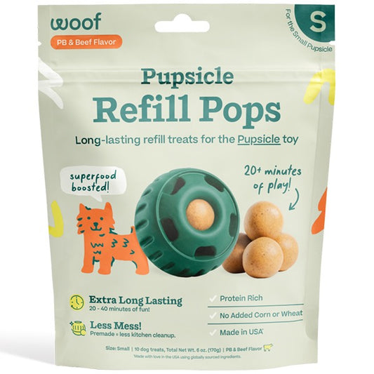 Woof Pet Dog Pupsicle Pops Beef & Peanut Butter Small