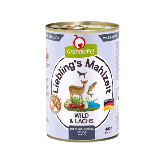 GranataPet Liebling's Mahlzeit Dog Wet Food - Venison & Salmon 400g