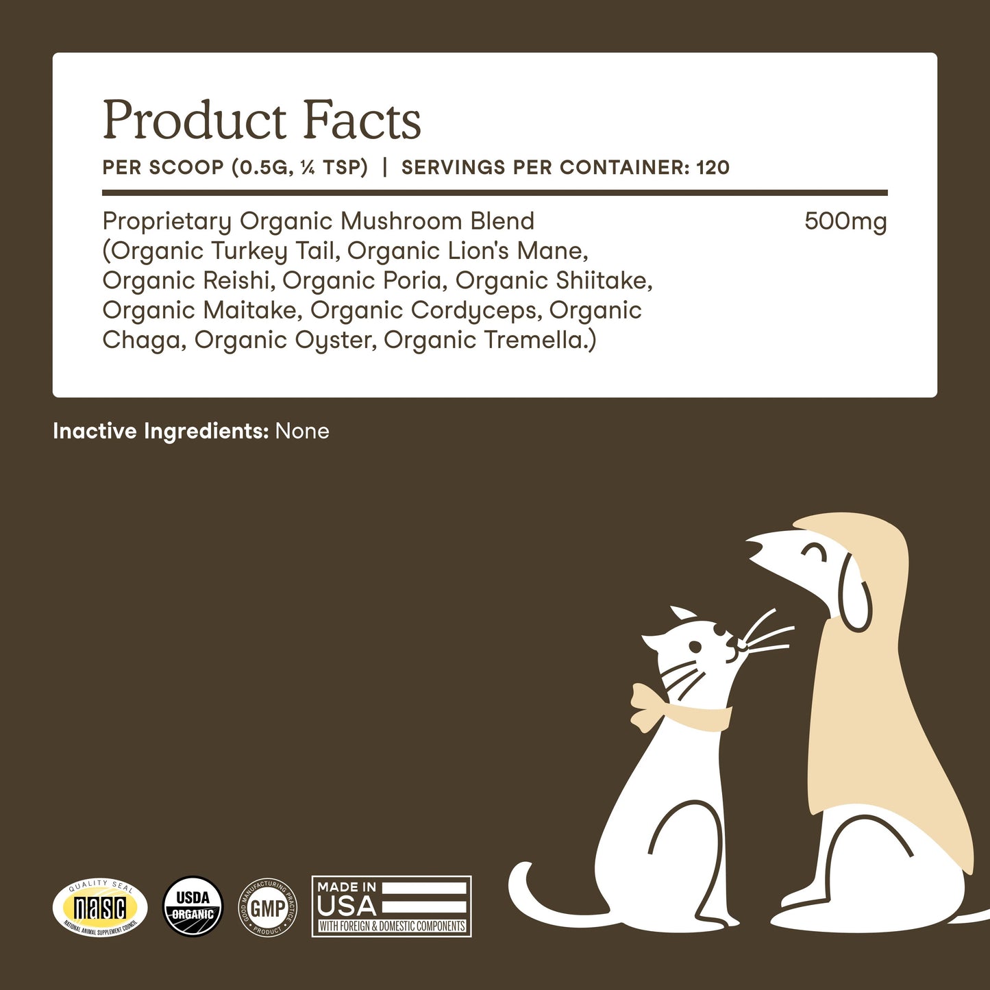 Fera Pets – Organic Mushrooms Immune Support for Dogs & Cats, Powder – 120 Servings