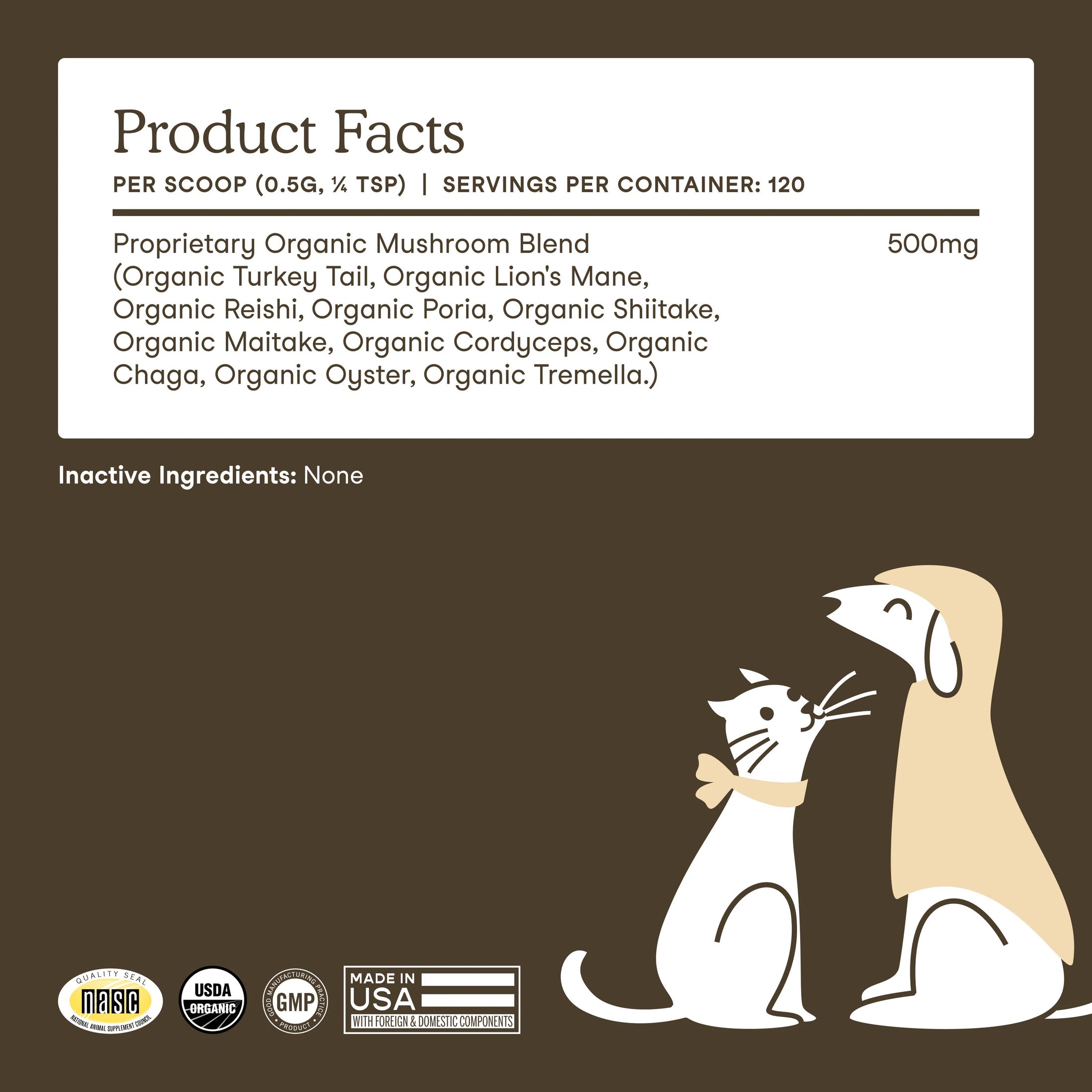 Fera Pets – Organic Mushrooms Immune Support for Dogs & Cats, Powder – 120 Servings
