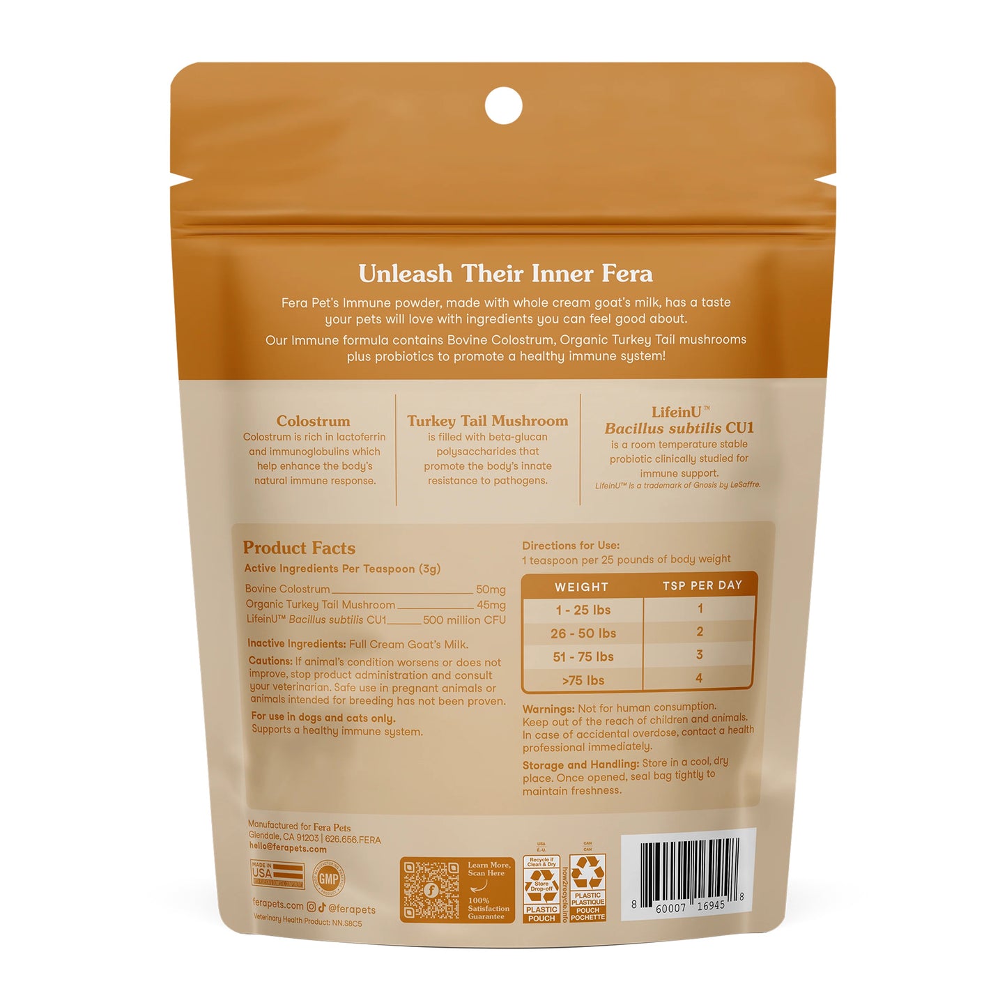 Fera Pets – Immune Goat Milk - For Cats + Dogs - 180g