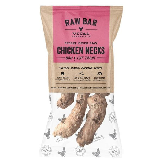 Vital Essentials Raw Bar Chicken Necks Dog & Cat 1.23OZ
